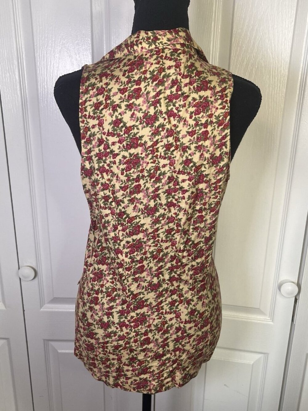 Vintage 90's Pinky Company Floral Button Blouse Sz S Sleeveless Cottagecore - Picture 6 of 10
